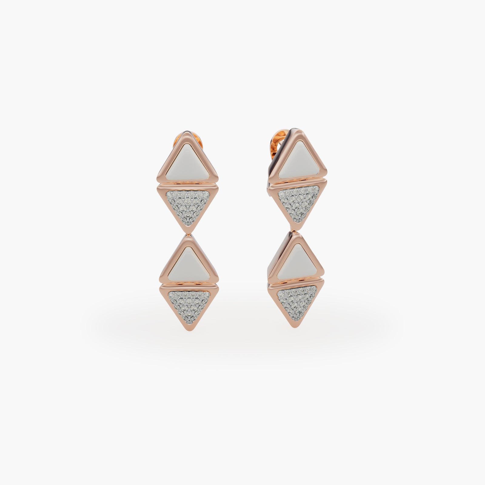 Earrings Mid Mirror Exquisite Rose Gold Kogolong and Diamonds