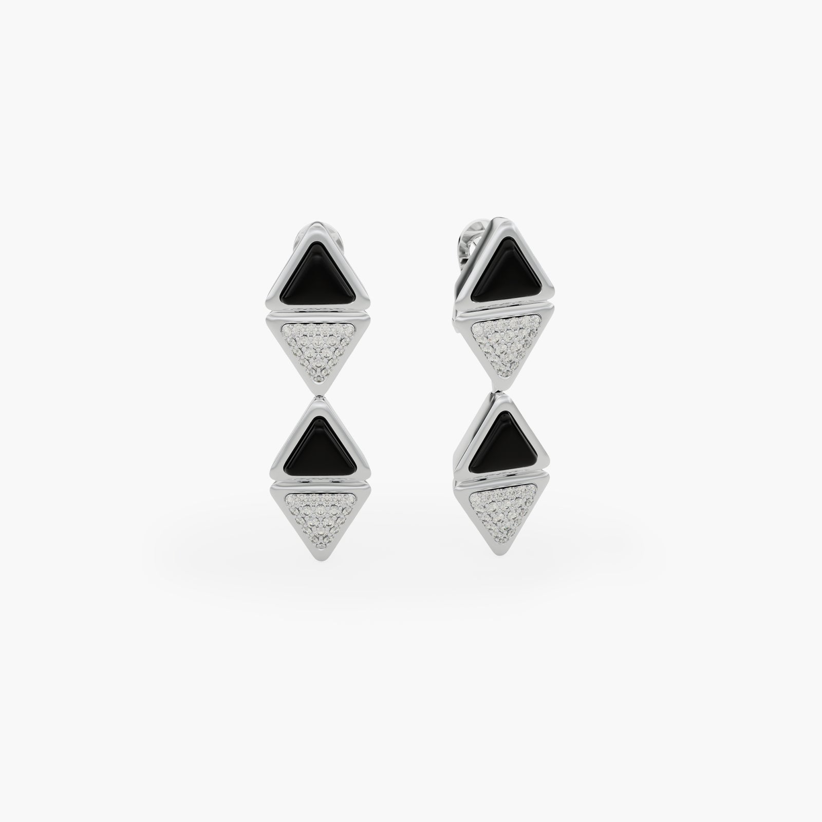 Earrings Mid Mirror Exquisite White Gold Onix and Diamonds