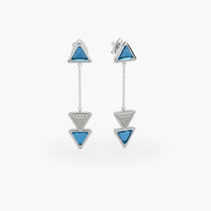 Earrings Dove Vai Rewind Exquisite White Gold Blue Topaz and Diamonds