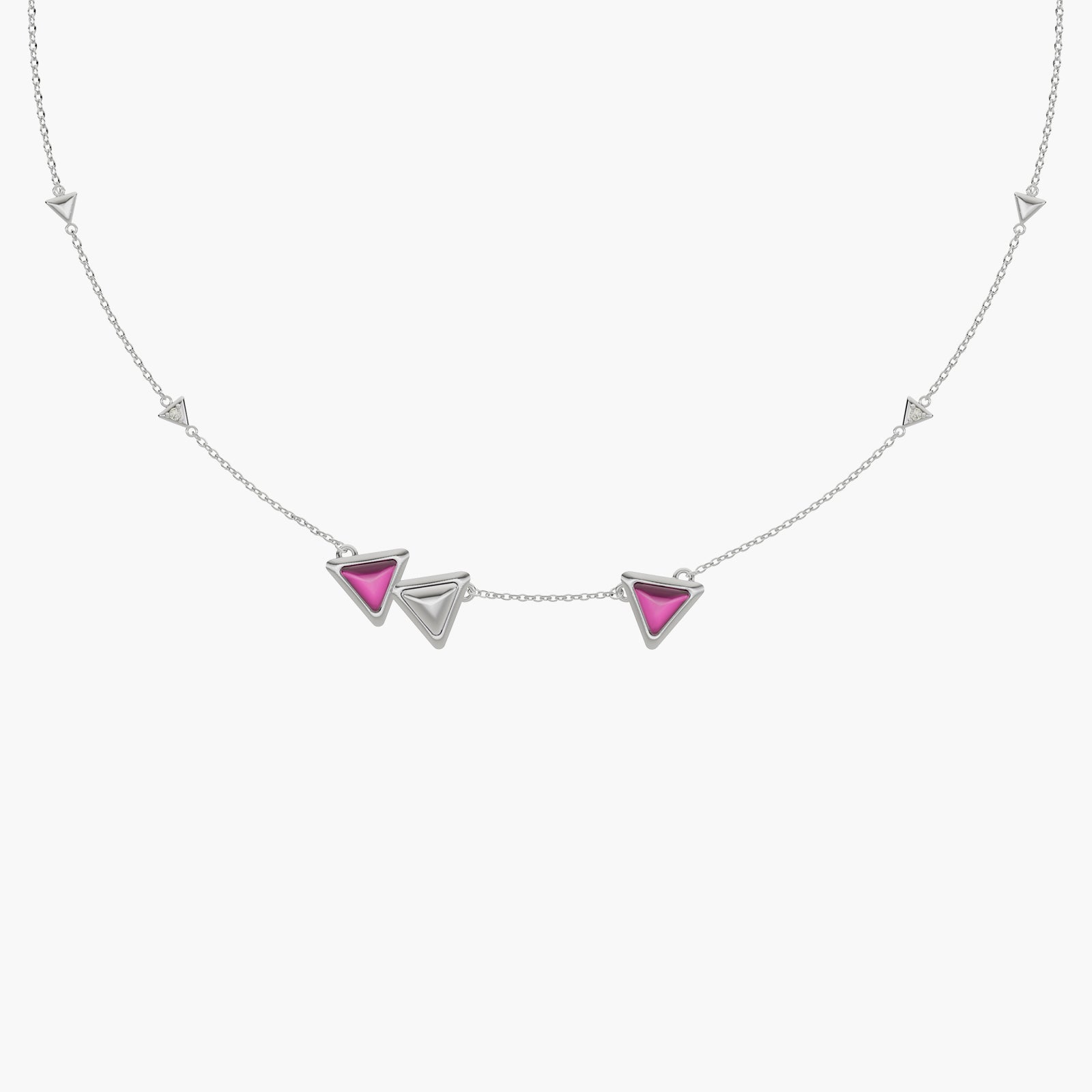 Necklace Dove Vai Rewind Gem White Gold Pink Garnet