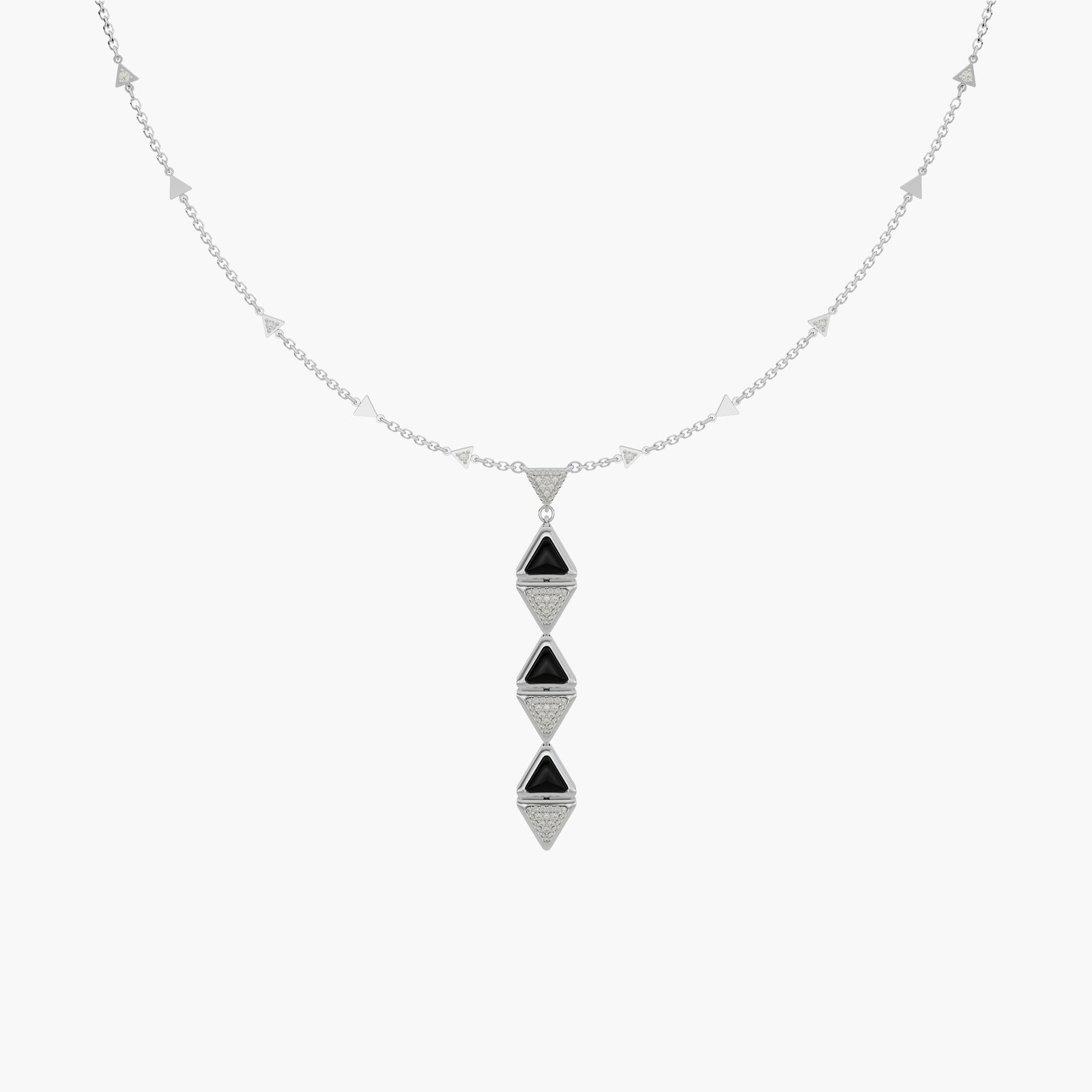 Necklace One Mirror Exquisite White Gold Onix and Diamonds