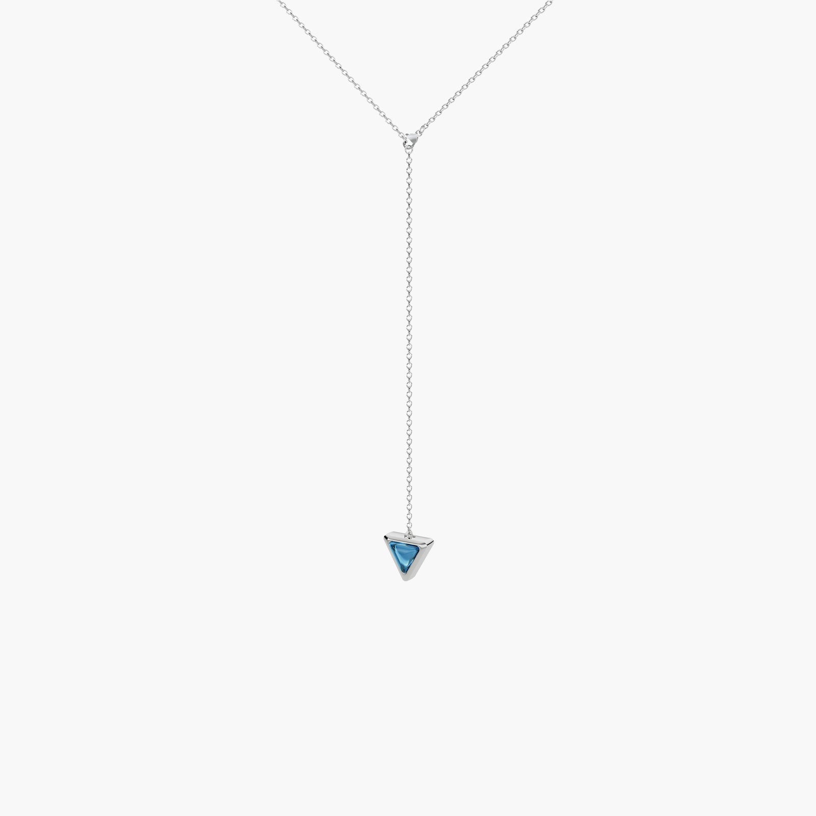 Necklace One Mirror Exquisite White Gold Blue Topaz and Diamonds