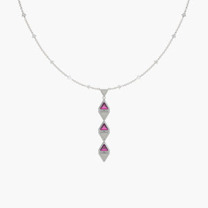 Necklace One Mirror Exquisite White Gold Pink Garnet and Diamonds
