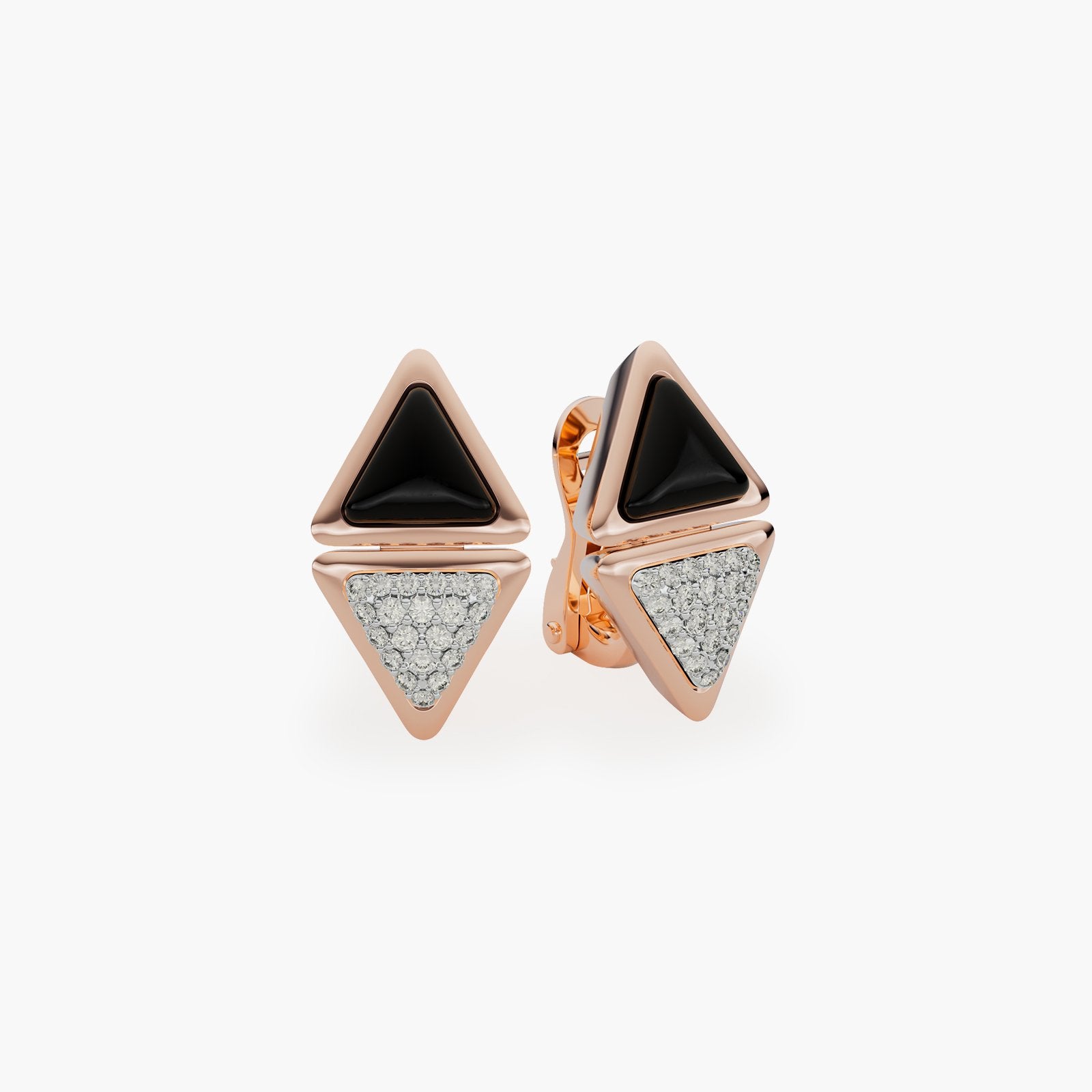 Earrings Short Mirror Exquisite Rose Gold Onix and Diamonds