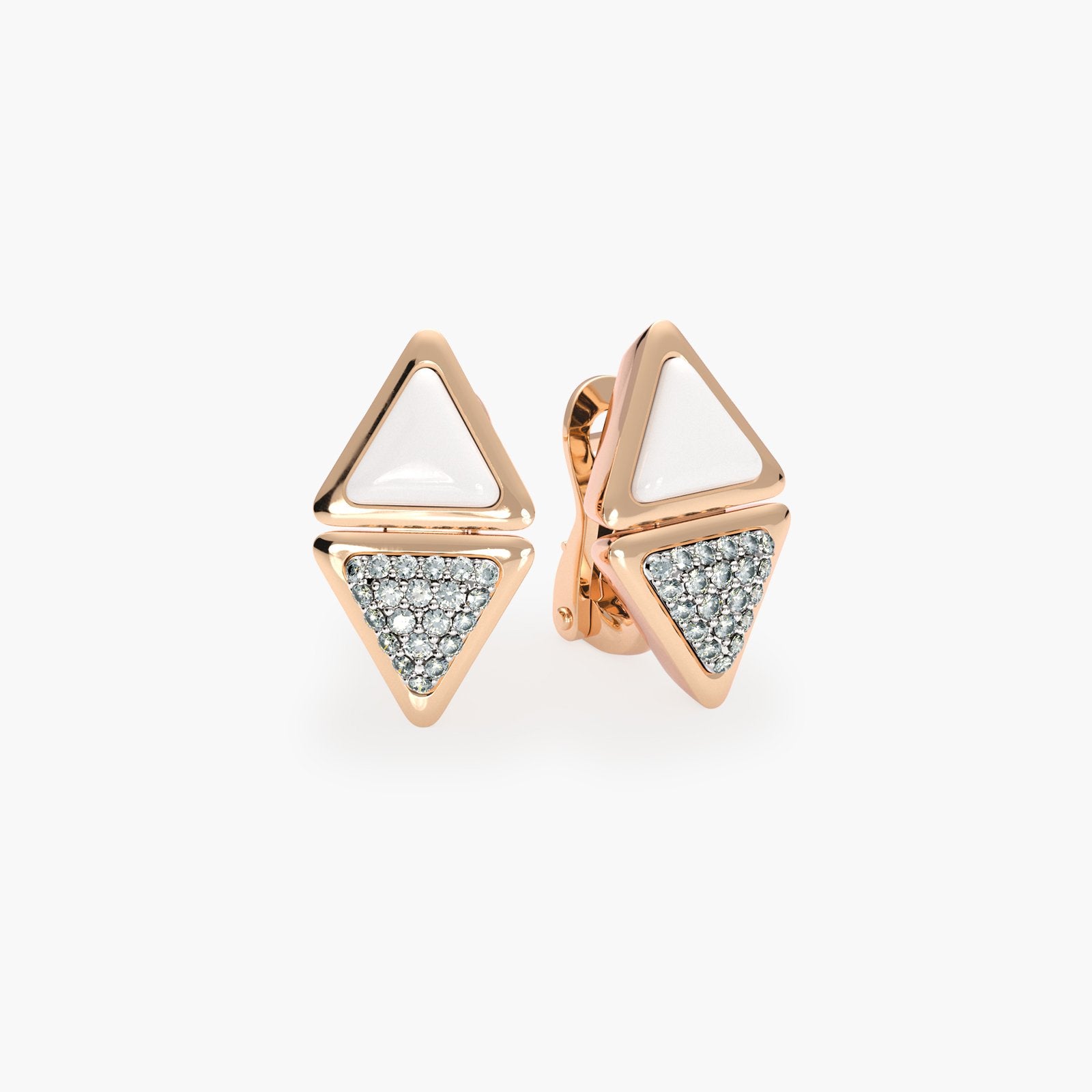 Earrings Short Mirror Exquisite Rose Gold Kogolong and Diamonds