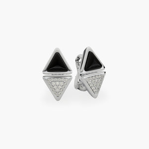 Earrings Short Mirror Exquisite White Gold Onix and Diamonds