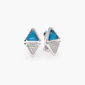 Earrings Short Mirror  Exquisite White Gold Blue Topaz and Diamonds