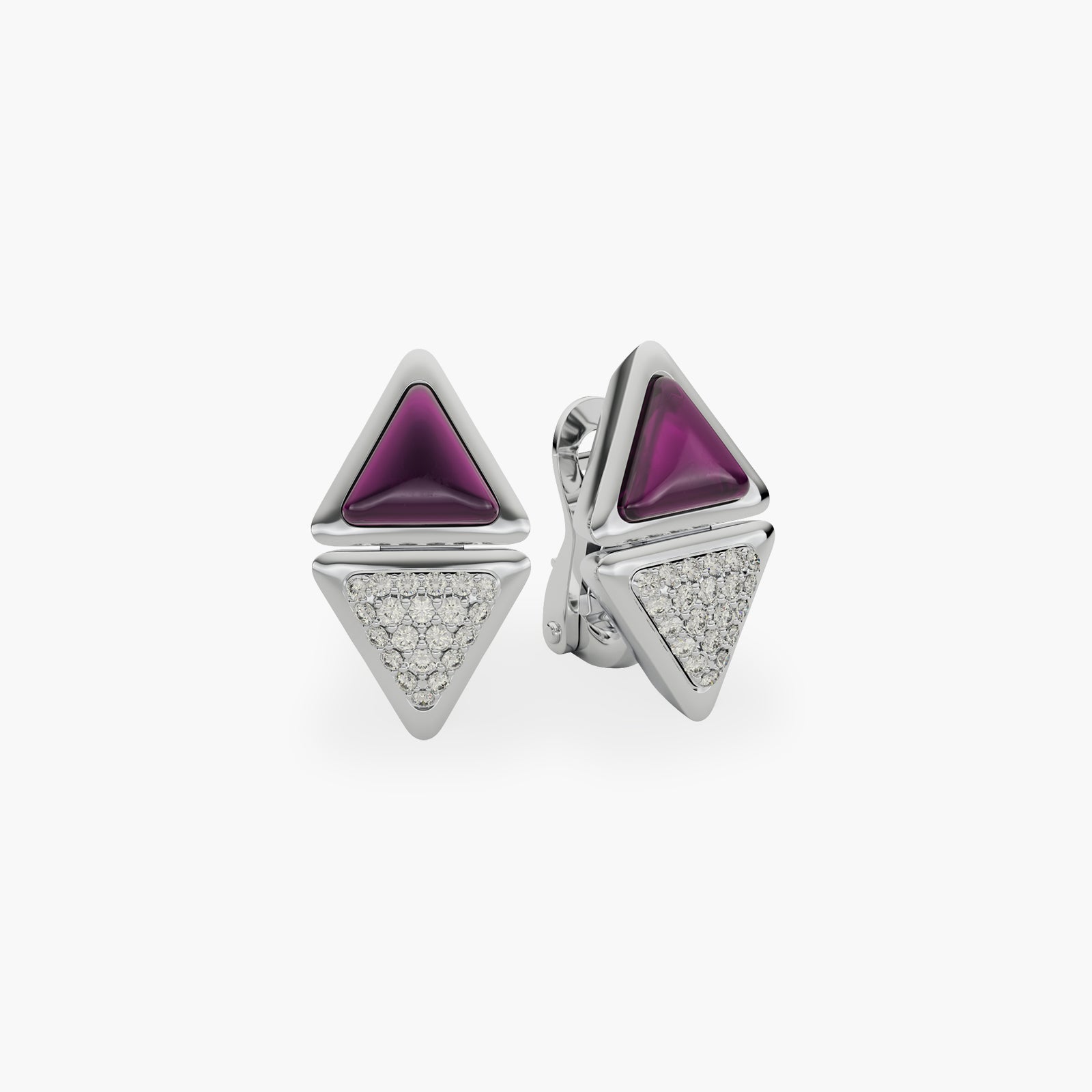 Earrings Short Mirror  Exquisite White Gold Pink Garnet and Diamonds