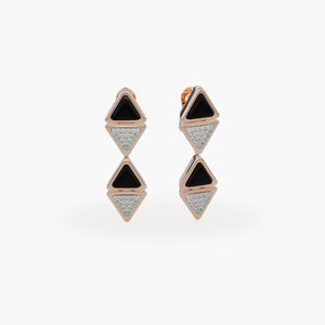Earrings Mid Mirror Exquisite Rose Gold Onix and Diamonds