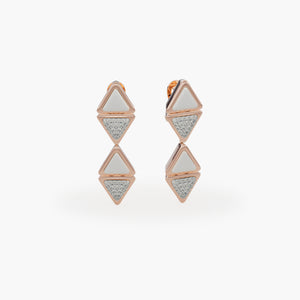 Earrings Mid Mirror Exquisite Rose Gold Kogolong and Diamonds