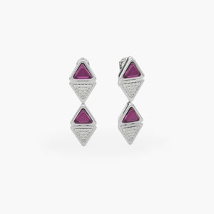 Earrings Mid Mirror Exquisite White Gold Pink Garnet and Diamonds