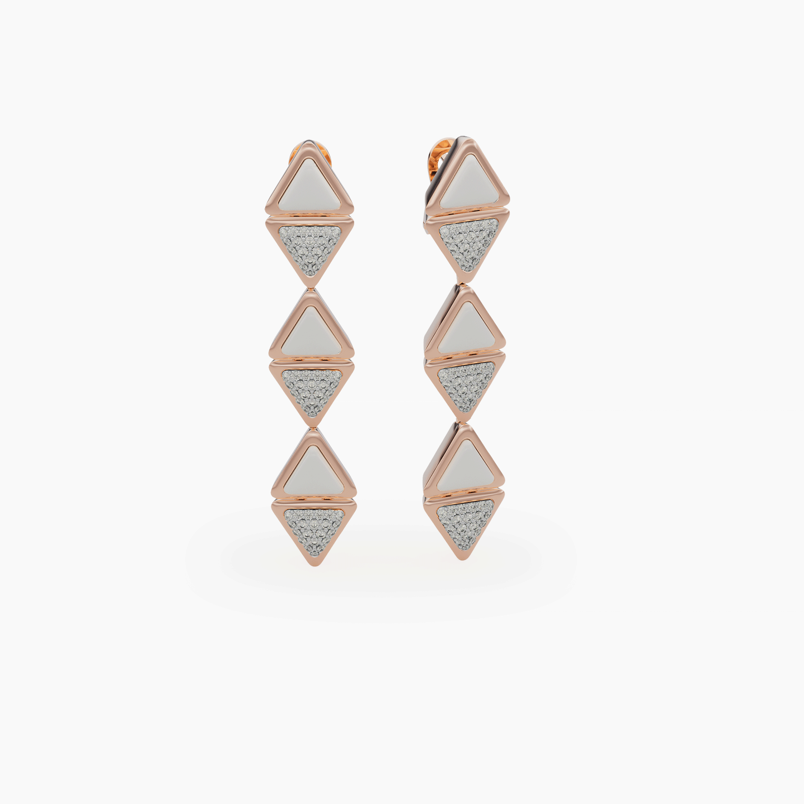 Earrings Long Mirror Exquisite Rose Gold Kogolong and Diamonds