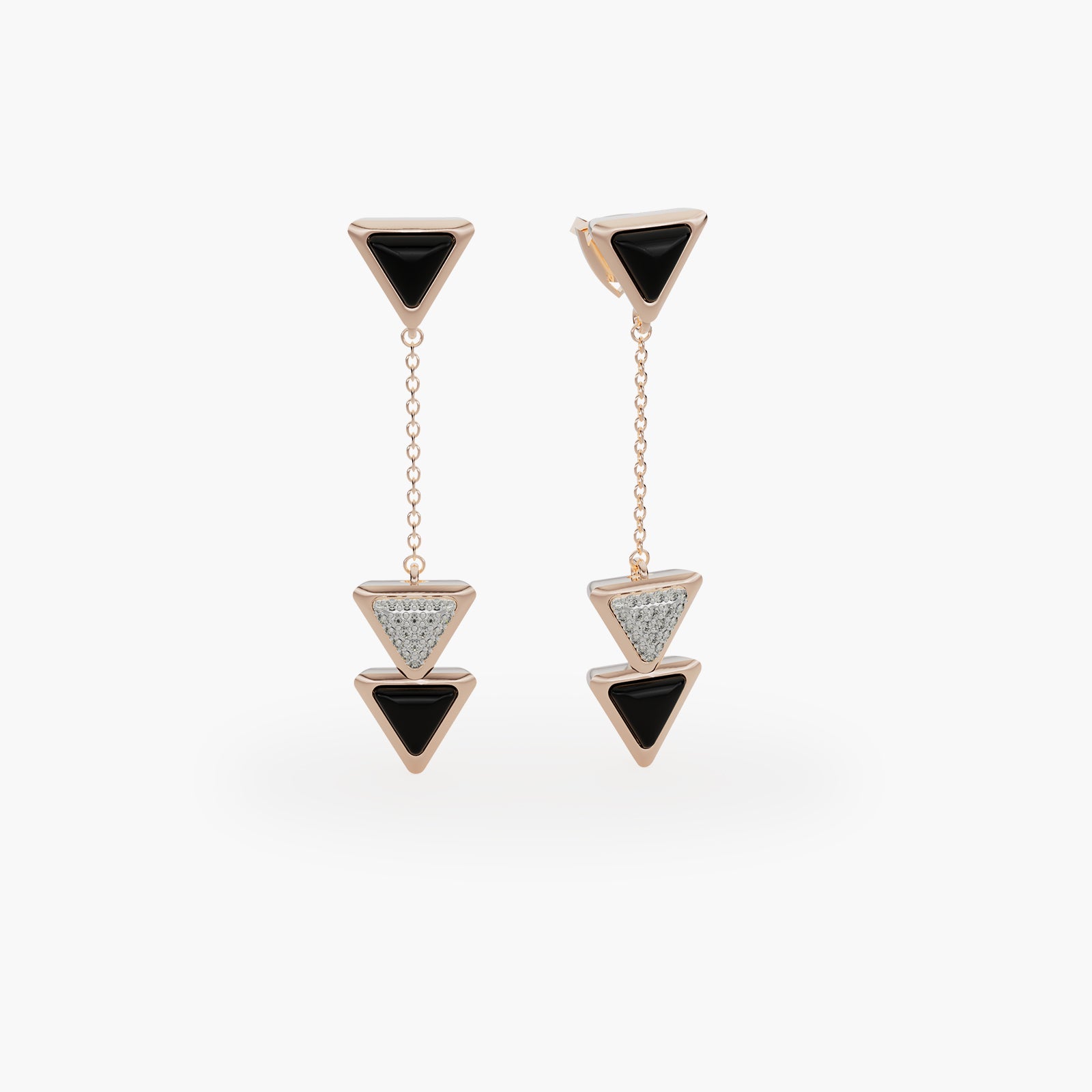 Earrings Dove Vai Forward Exquisite Rose Gold Onix and Diamonds