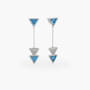 Earrings Dove Vai Forward Exquisite White Gold Blue Topaz and Diamonds