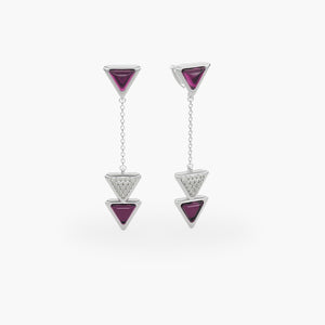 Earrings Dove Vai Forward Exquisite White Gold Pink Garnet and Diamonds