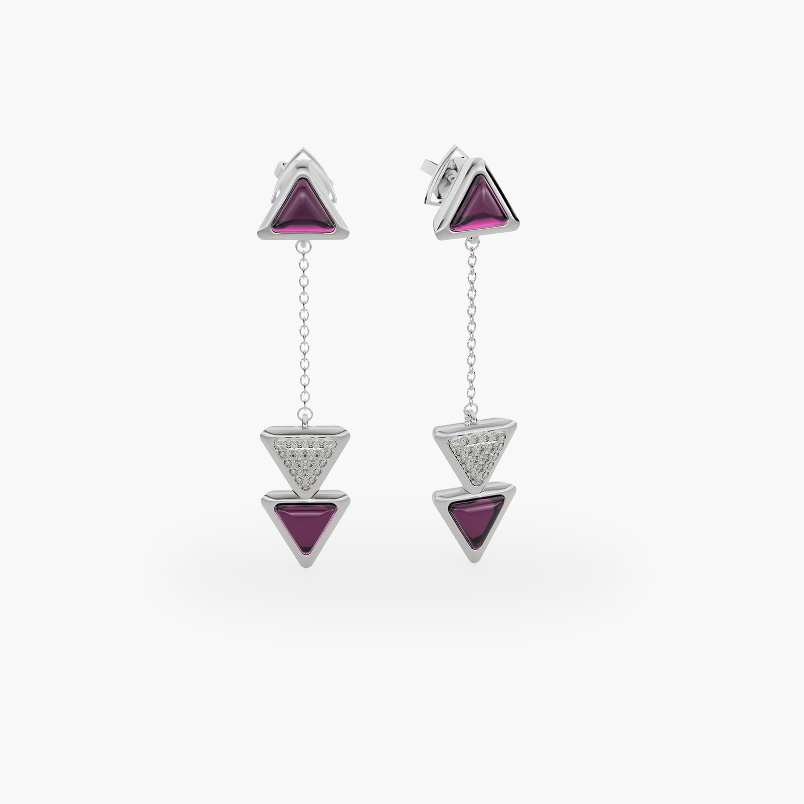 Earrings Dove Vai Rewind Exquisite White Gold Pink Garnet and Diamonds