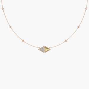 Necklace Mirror Exquisite Rose Gold Green Tourmaline and Diamonds