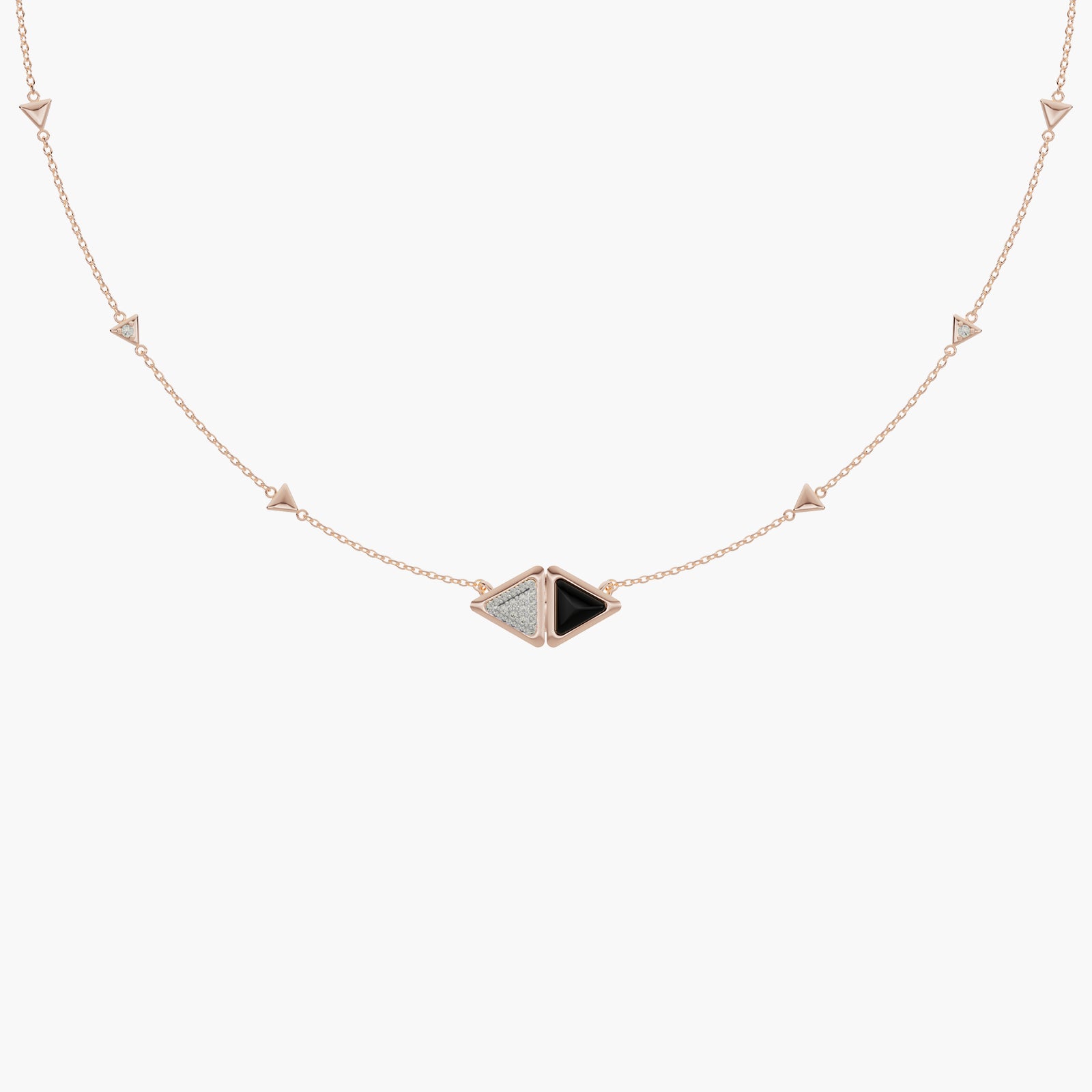 Necklace Mirror Exquisite Rose Gold Onix and Diamonds