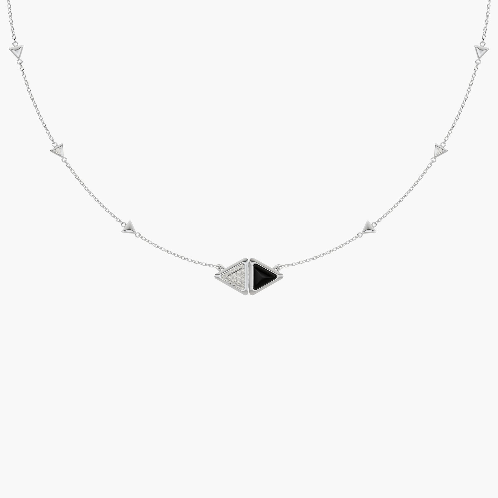 Necklace Mirror Exquisite White Gold Onix and Diamonds