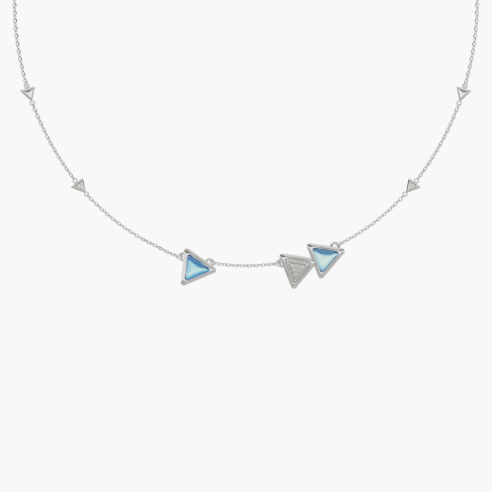 Necklace Dove Vai Forward Exquisite White Gold Blue Topaz and Diamonds