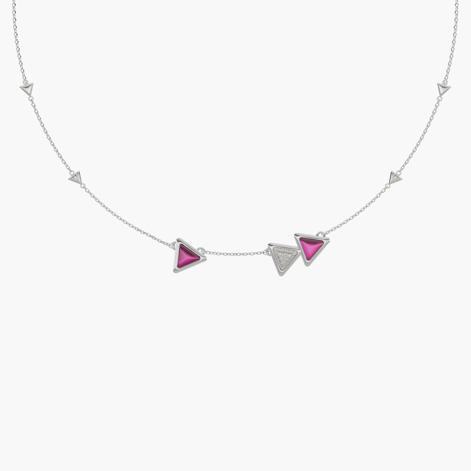 Necklace Dove Vai Forward Exquisite White Gold Pink Garnet and Diamonds
