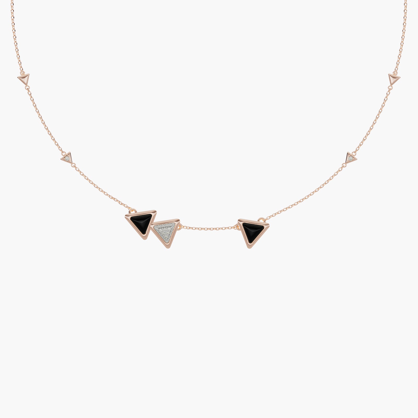 Necklace Dove Vai Forward Exquisite Rose Gold Onix and Diamonds