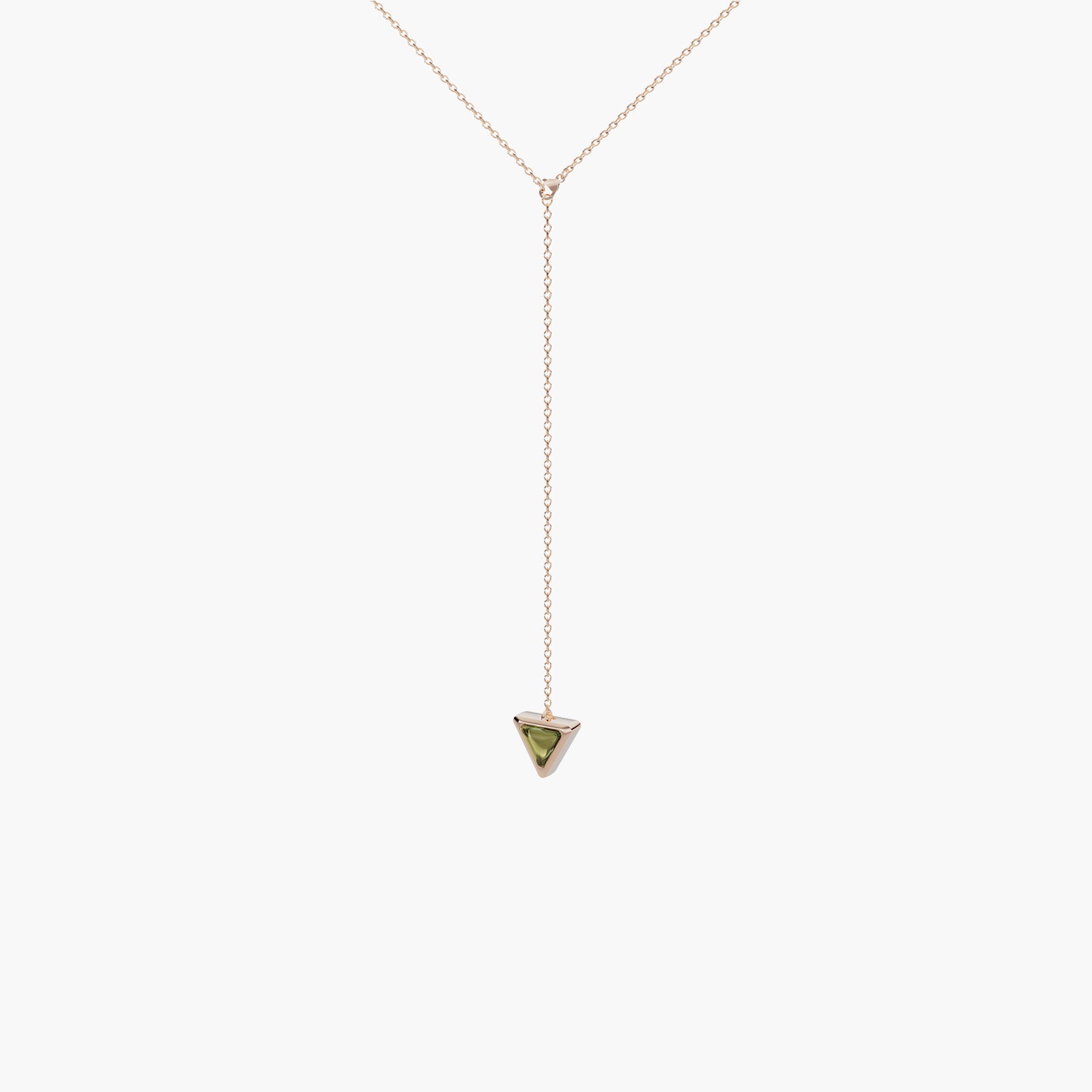 Necklace One Mirror Exquisite Rose Gold Green Torumaline and Diamonds