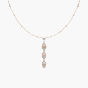 Necklace One Mirror Exquisite Rose Gold Kogolong and Diamonds