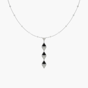 Necklace One Mirror Exquisite White Gold Onix and Diamonds