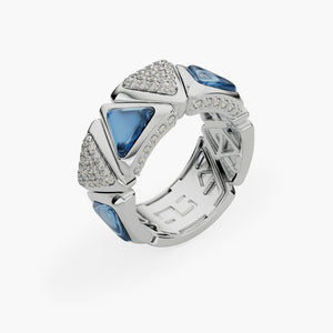 Ring Mirror Exquisite White Gold Blue Topaz and Diamonds