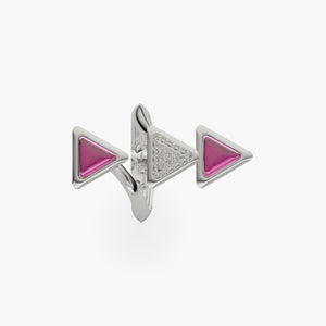 Ring Dove Vai Forward Exquisite White Gold Pink Garnet and Diamonds